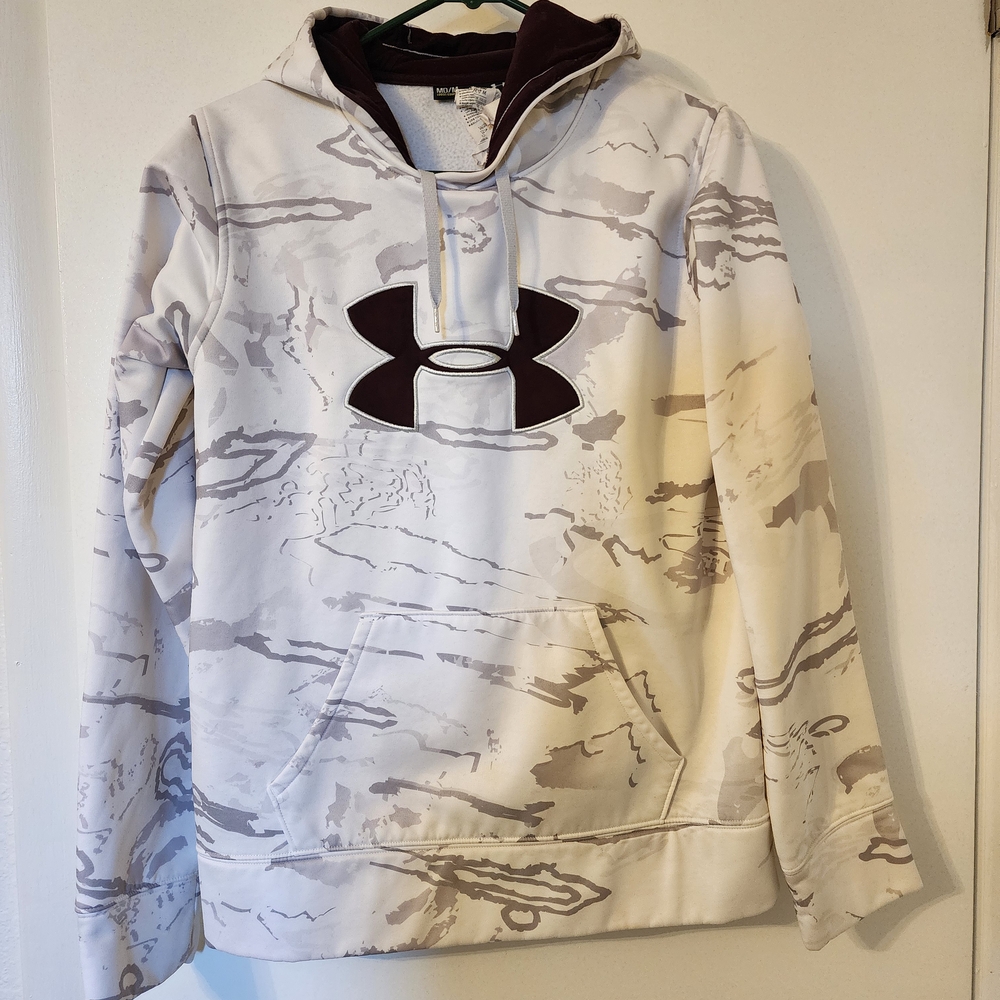 Under Armour White and Burgundy Camo Hoodie